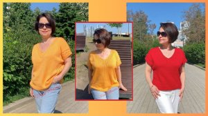 Женская футболка "Лето" спицами из хлопка снизу-вверх