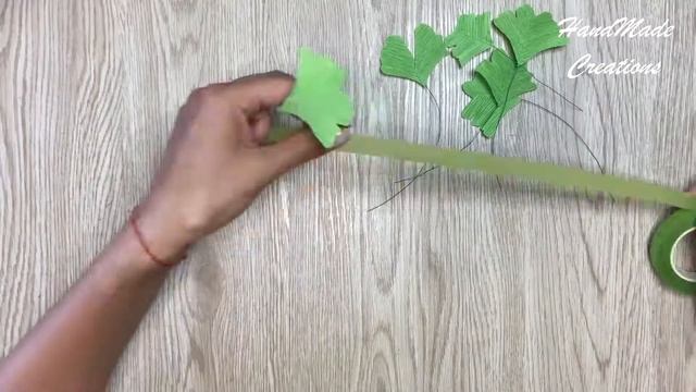 Листья гинкго билоба  из гофрированной бумаги / Ginkgo Biloba Leaves (Maidenhair Tree)