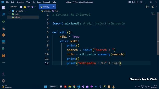 Wikipedia Search? Using Python from Vscode || Naresh Tech Web || NTW смотреть онлайн