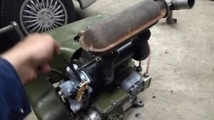УД-2 с переделанным коллектором и с карбюратором  PZ 30,первые минуты работы.