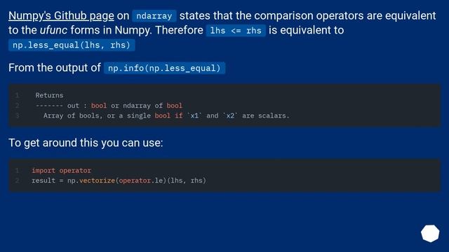 numpy elementwise comparison with overloaded operator смотреть онлайн