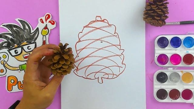 Рисуем ШИШКУ мелками и красками - Летний лагерь 28 мая смотреть онлайн