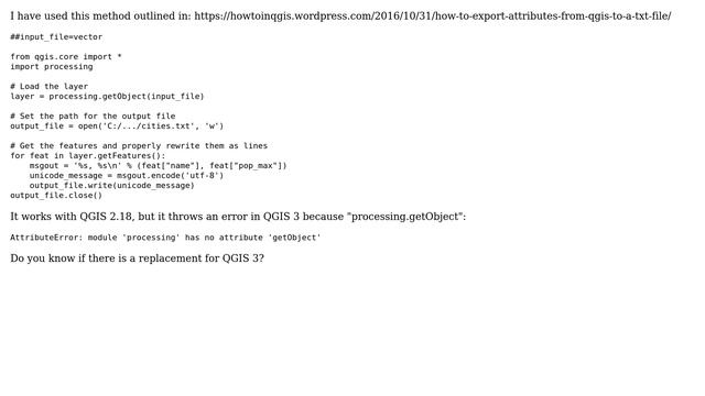 GIS: Exporting attributes from QGIS to TXTF file using Python смотреть онлайн