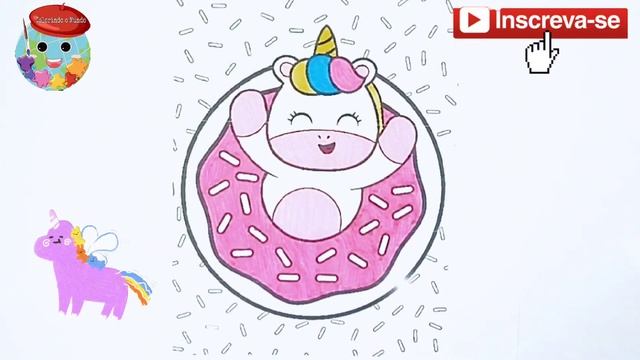 Pintando Unicórnio na rosquinha #desenho #drawing #pintar #coloring #infantil #colorir #painting смотреть онлайн