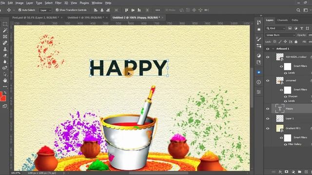 Holi Festival Poster Design | Make a beautiful poster in photoshop cc | New tutorial | смотреть онлайн