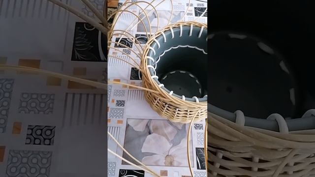 Объёмная коса на кашпо из ротанга. смотреть онлайн