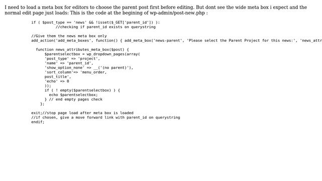 Wordpress: Loading one meta box only on post-new.php with a forward link смотреть онлайн
