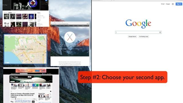 Starting Split View Mode, Method 1: Mac OS X 10.11 El Capitan