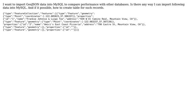 GIS: Importing GeoJSON into MySQL? смотреть онлайн
