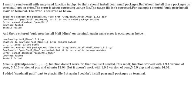 Extract Error Which Is About Installing Pear Email Packages On Ubuntu 14.04 смотреть онлайн