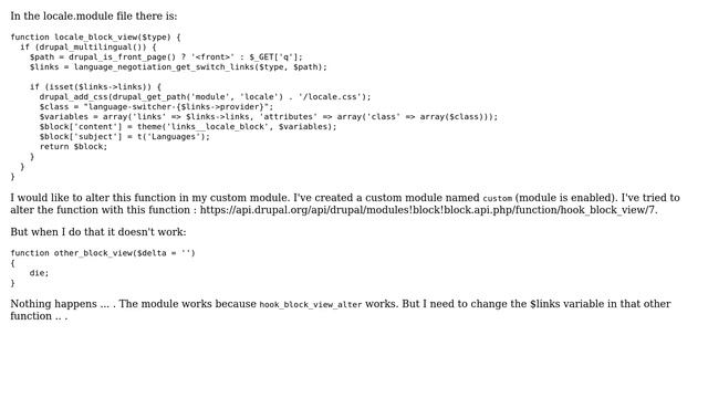 Drupal: Override locale_block_view in custom module смотреть онлайн