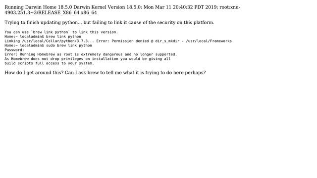 OS X security blocking brew installation of python смотреть онлайн