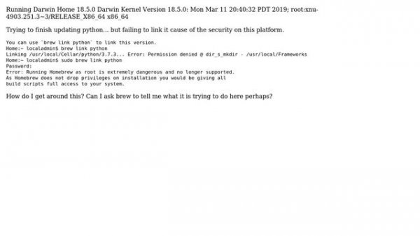OS X security blocking brew installation of python