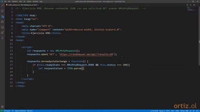 JavaScript - Ejercicio 498: Obtener Contenido JSON con una Solicitud GET usando XMLHttpRequest смотреть онлайн