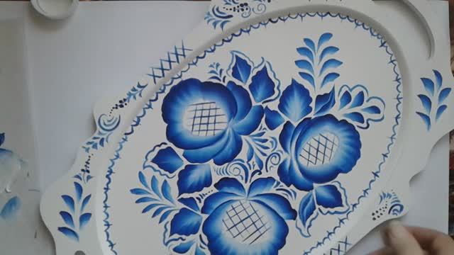 Гжельская роза простое рисование акрилом или гуашью смотреть онлайн