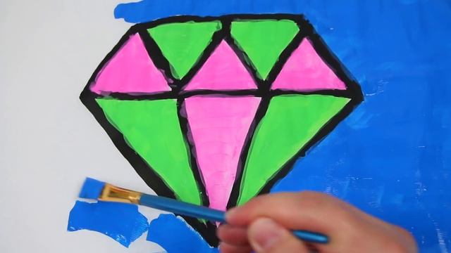 Glitter Heart, Diamond, Rainbow & More Shapes Coloring And Painting For Kids!