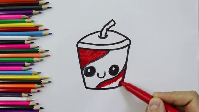 Разукрашка для деток СТАКАНЧИК С ТРУБОЧКОЙ! Учим цвета! Мультик раскраска! смотреть онлайн