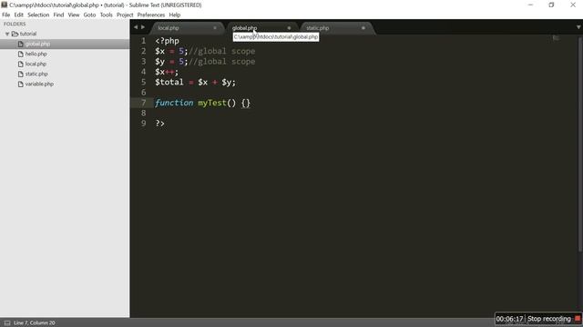 Scope of Variable in PHP смотреть онлайн
