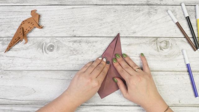 Оригами динозавр из бумаги | Origami paper dinosaur | DIY смотреть онлайн