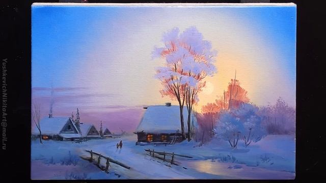 ? Acrylic Landscape Painting - Winter Sunset / Easy Art / Drawing Lessons / Satisfying Relaxing. смотреть онлайн
