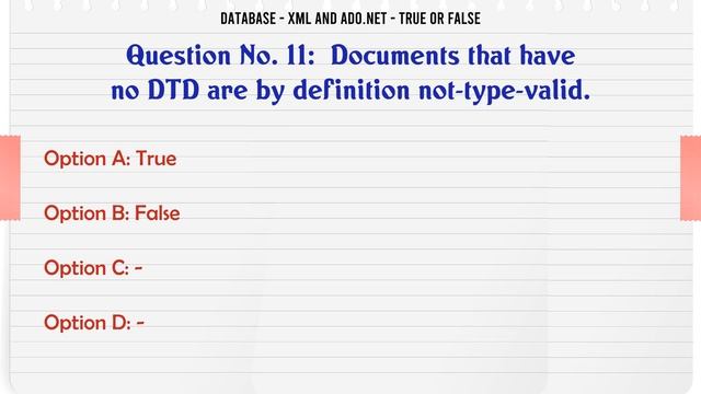 MCQ Questions XML and ADO.NET - True or False with Answers смотреть онлайн