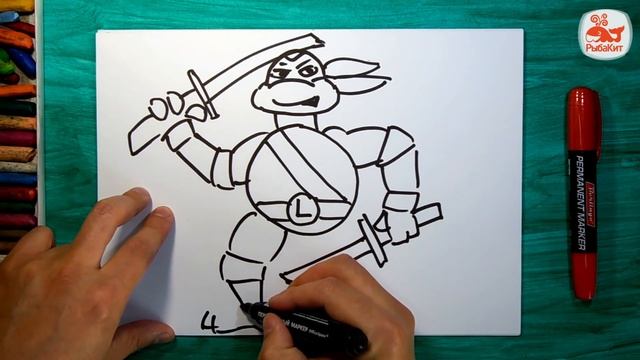 Как нарисовать Черепашку Ниндзя Леонардо, How to draw ninja turtles Leonardo смотреть онлайн