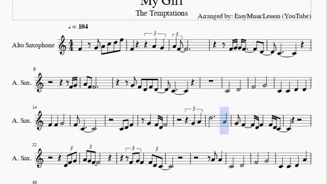 Alto Sax Sheet Music: How to play My Girl by The Temptations смотреть онлайн