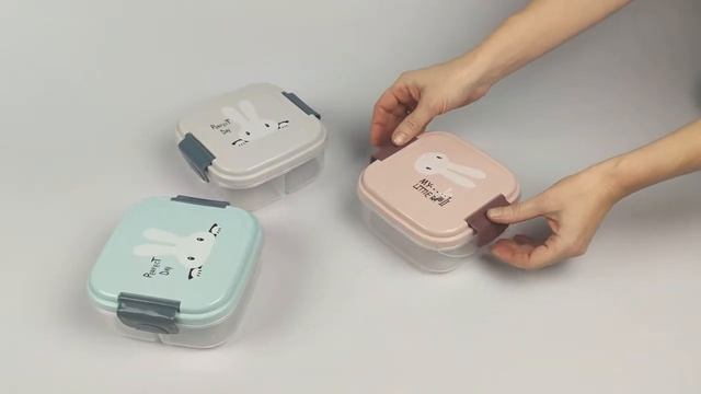 Ланчбокс детский в школу, садик с отделениями, с зайчиком