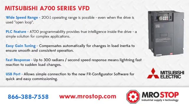 FRA720-00900-NA Mitsubishi A700 Variable Frequency Drive 30HP 240V смотреть онлайн