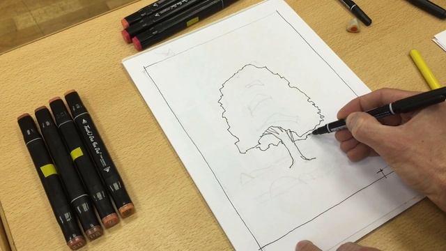 Как рисовать дерево карандашом и линером. Мастер-класс по скетчингу смотреть онлайн