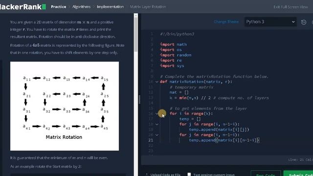 77 - Matrix Layer Rotation | Implementation | Hackerrank Solution | Python смотреть онлайн