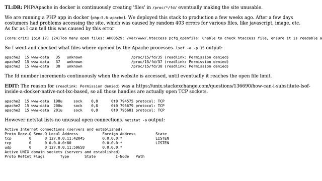 PHP Apache container continuously opens /proc/\*/fd handles смотреть онлайн