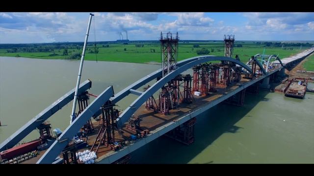 Строительство мостового перехода через реку Иртыш (Казахстан, Павлодарская область) смотреть онлайн