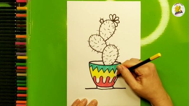 Как нарисовать кактус. Урок рисования для детей старше 5-ти лет. смотреть онлайн