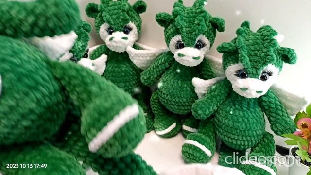 Готовая игрушка из плюшевой пряжи , Дракончик , символ года . смотреть онлайн