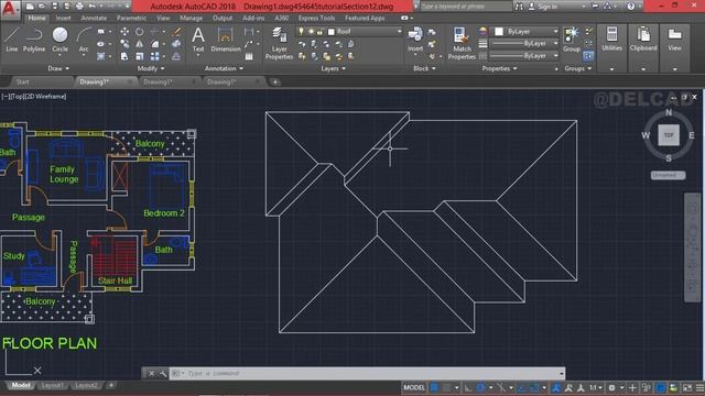 Full Building Plan drawing in Auto CAD Part 3 Roof plan смотреть онлайн