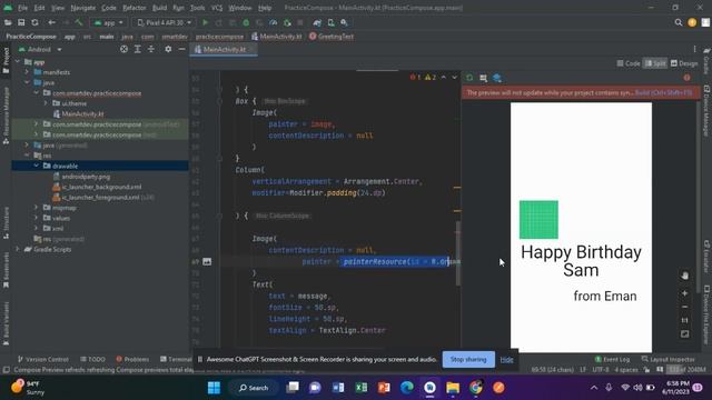 Creating Birthday Card Jetpack Compose App - Android Jetpack Compose - Part 2 смотреть онлайн
