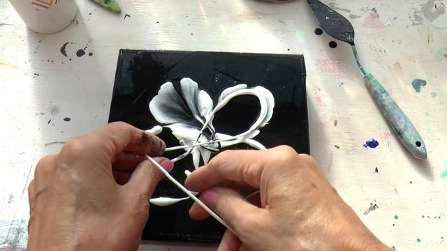 Цветок со стразами/ Flower with gemstones. Интересная и очень легкая техника создания цветка. Inlay смотреть онлайн