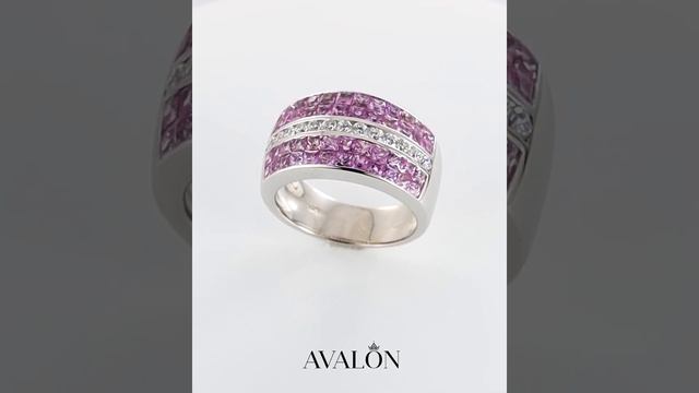 Hiller Lake Invisible Unique Jewelry Pink Sapphire Ring 18k White Gold With Diamond