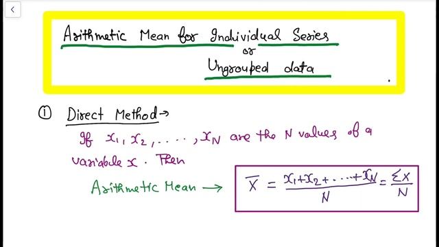Measures of Central Tendency | Arithmetic Mean | Arithmetic Mean for Individual Series | Average смотреть онлайн