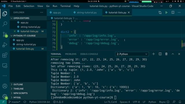 Python Tutorial - Tuples and Dictionaries (ZomCast 17) смотреть онлайн