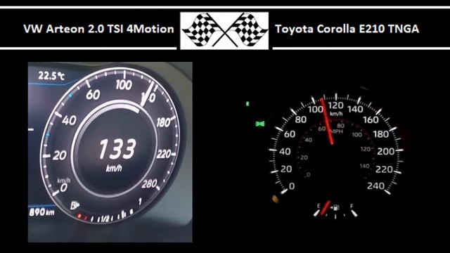 VW Arteon 2.0 TSI 4Motion VS. Toyota Corolla E210 TNGA - Acceleration 0-100km/h