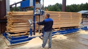 Пакетная торцовка ПТ 1250. Торцевание пакета пиломатериала на определенный размер.