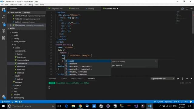 VueJS with Visual Studio Code - Conditional Rendering смотреть онлайн
