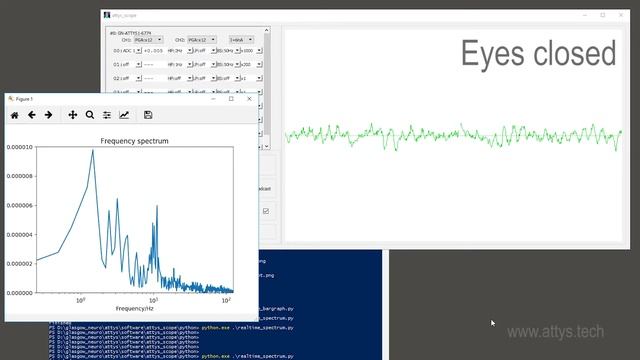 Frequency spectrum of an EEG with alpha waves - processing with Python смотреть онлайн