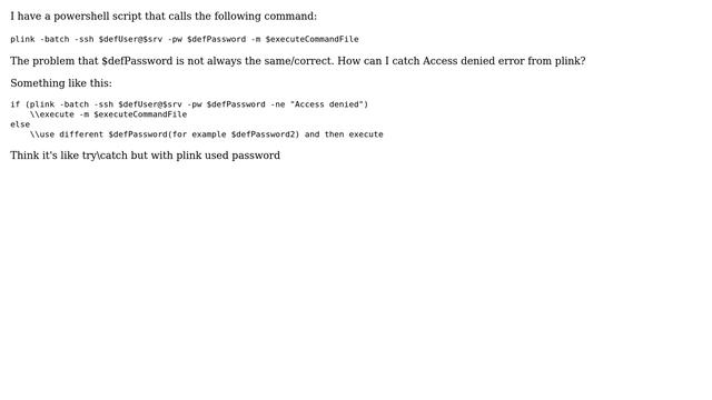 How to catch "Access denied" using plink from powershell script? смотреть онлайн