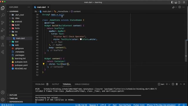 null check operator used on a null value | Flutter смотреть онлайн