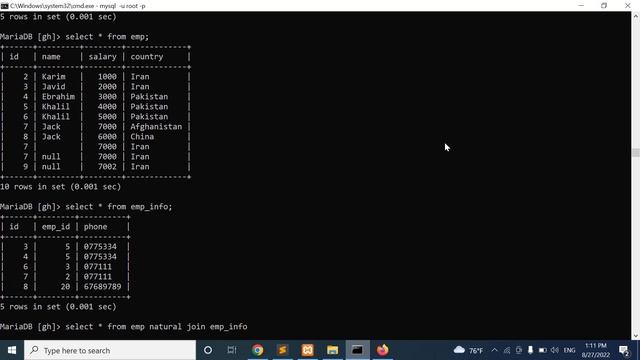 30. فارسی - SQL - natural join vs inner join and cross join смотреть онлайн