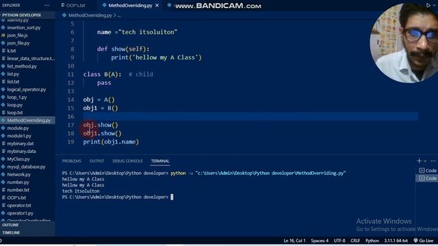 Python Method Overriding | Python Inheritance & Method Overridin | Learn Python смотреть онлайн