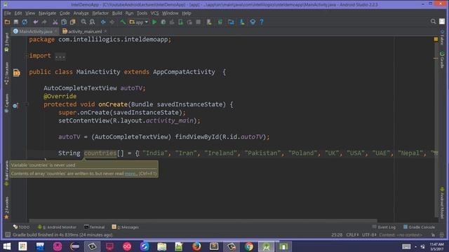 17. AutoCompleteTextView in Android Urdu/Hindi смотреть онлайн